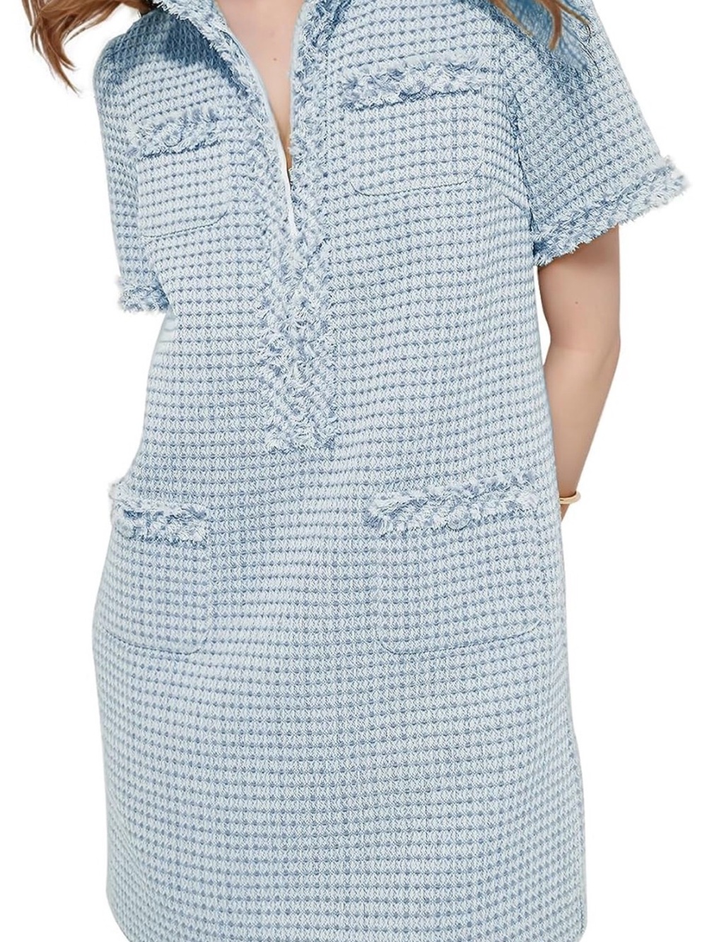 Women’s Light Blue Tweed Mini Dress